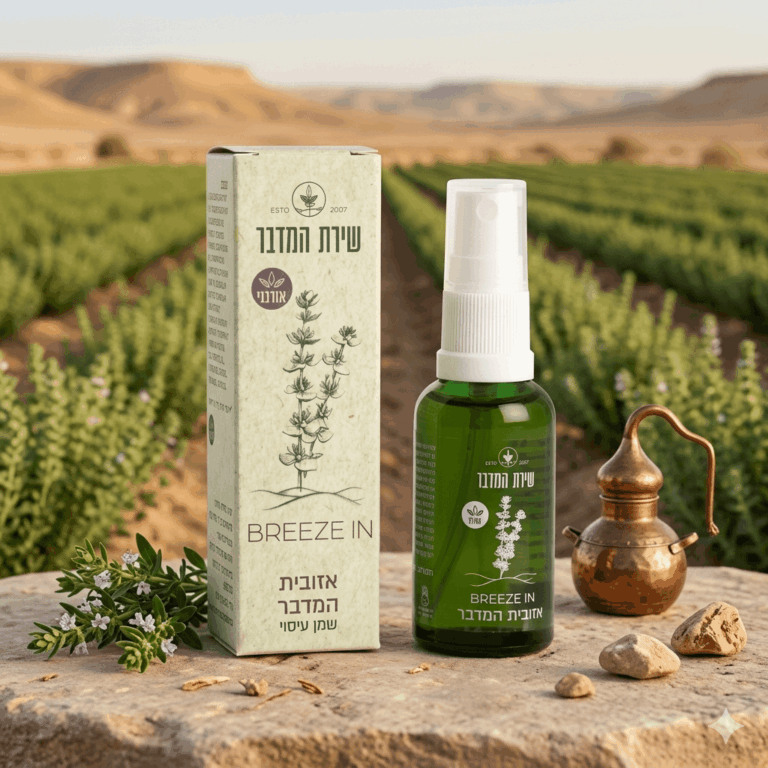 שמן אזובית למבוגרים 🌿 שמן עיסוי לפתיחת דרכי הנשימה – לשיעול, נזלת, סינוסיטיס ואסטמה אורגני שירת המדבר
