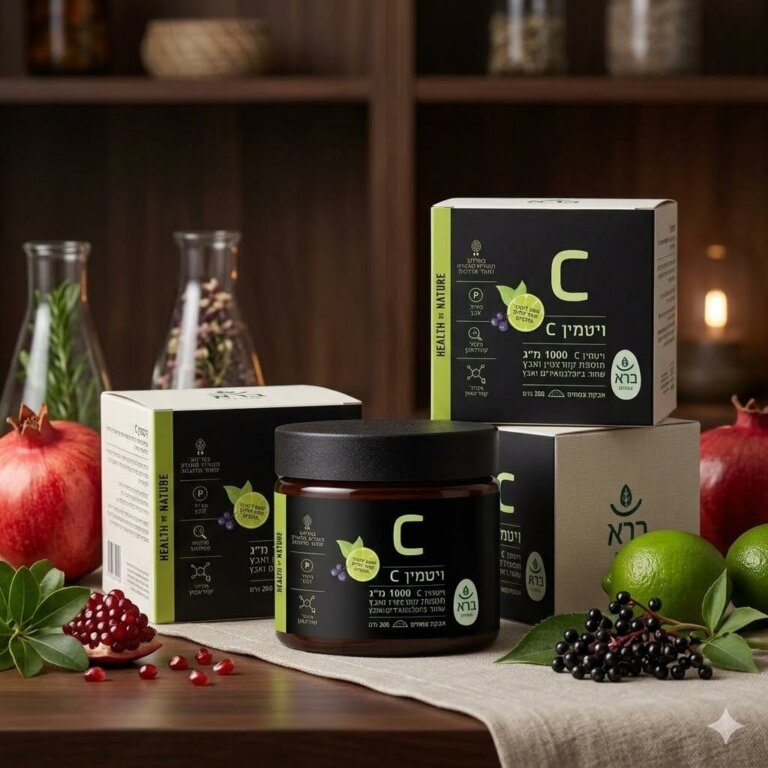 Vitamin C Powder ויטמין C אבקה בשילוב סמבוק, קוורצטין ואבץ ברא צמחים