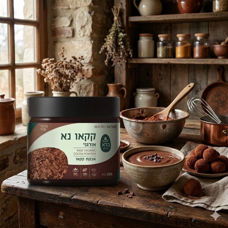 אבקת קקאו נא אורגני RAW ORGANIC COCOA POWDER ברא צמחים
