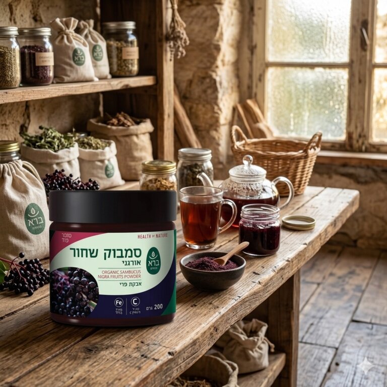 סמבוק שחור אורגני - תוספת טעימה לכל המשפחה NIGRA FRUITS POWDER ORGANIC SAMBUCUS ברא צמחים