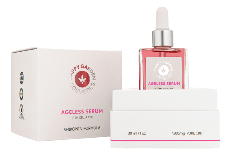 AGELESS SERUM סרום אנטי אייג’ינג תאי גזע ושיקונין בשילוב CBD + ערכת דרמה רולר מבית Happy Garden