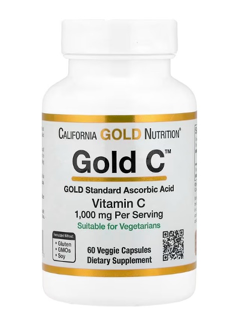 ויטמין C‏ בדרגת USP‏ - 1,000 מג כמוסות צמחיות California Gold Nutrition‏