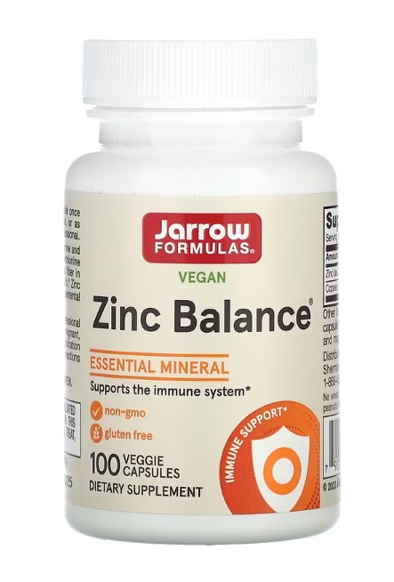 Jarrrow FORMULAS Zinc Balance איזון אבץ מכיל 100 כמוסות טבעוניות