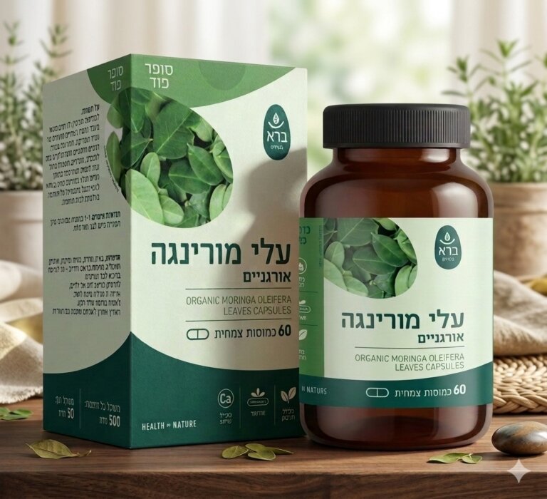 עלי מורינגה אורגניים - 60 קפסולות Organic Moringa Oleifera Leaves ברא צמחים
