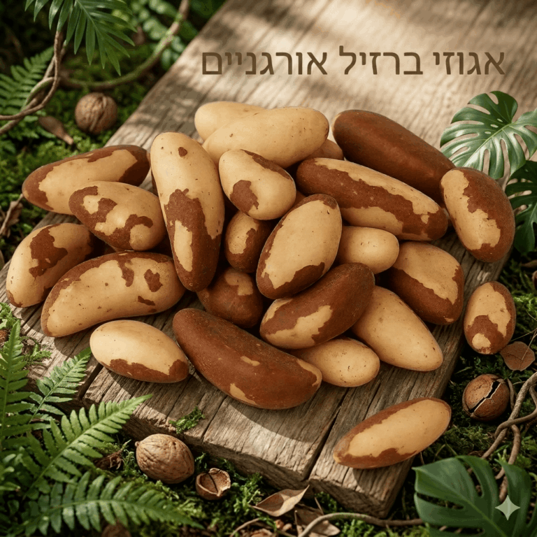 אגוזי (אגוז) ברזיל אורגניים במשקל בכפולות של 100 גרם ניצת הדובדבן
