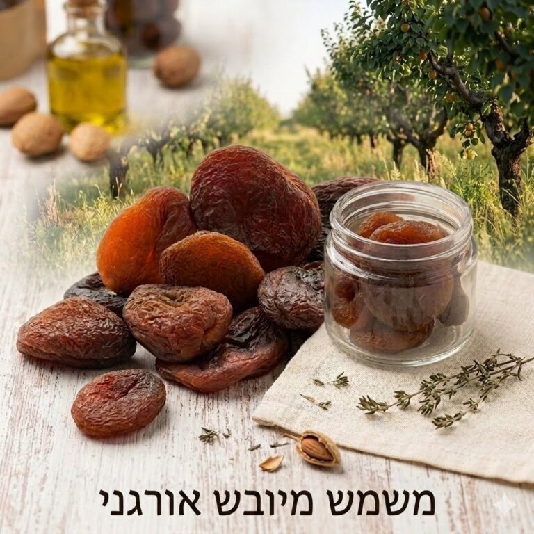 משמש זהב אורגני מיובש בשמש ניצת הדובדבן
