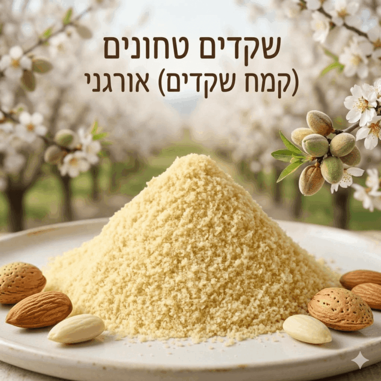 קמח שקדים אורגני שקדים טחונים במשקל ניצת הדובדבן