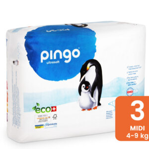 חיתול PINGO 🌿 אקולוגי טבעוני | מידה 3 (4–9 ק"ג) | 44 יח' | ייצור שווייצרי