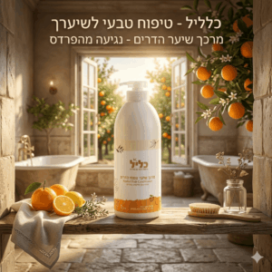 מרכך שיער צמחי בריח הדרים, שמן זית ותמציות צמחים, ללא SLS לכל סוגי השיער 500 מל 1 ליטר עם משאבה כליל – ייצור ישראלי