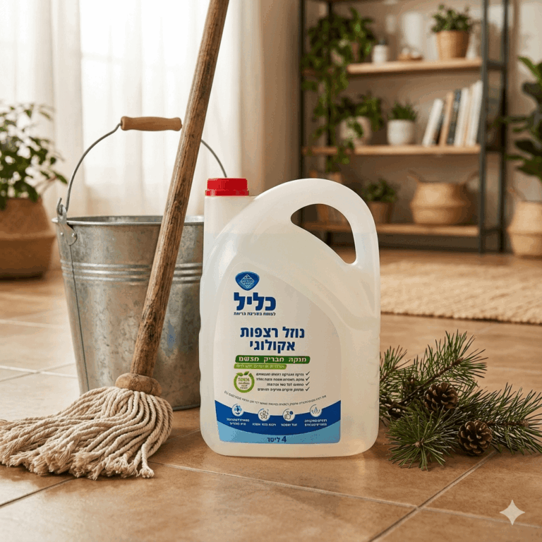 נוזל רצפות אקולוגי בריח אורנים לכל סוגי הרצפות 4 ליטר כליל – ייצור ישראלי