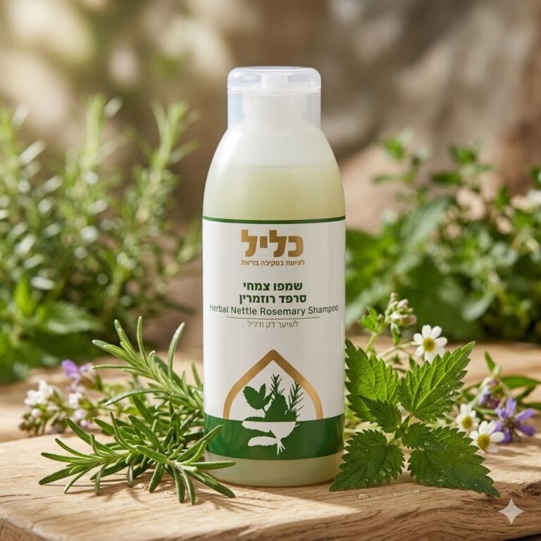 שמפו בוטני סרפד ורוזמרין לשיער דק ודליל 500 מל 1 ליטר עם משאבה כליל – ייצור ישראלי
