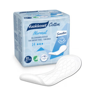 תחבושת היגיינה דקה לספיגה קלה | Vuokkoset Cotton Normal Sensitive | 14 יח' | תוצרת פינלנד