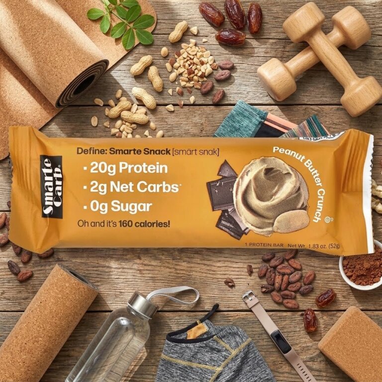 NuGo Smarte Carb 🥜 חטיף חלבון חמאת בוטנים קראנץ׳ 20 גרם חלבון · 2 גרם פחמימות נטו · 0 סוכר 52 גרם NuGo