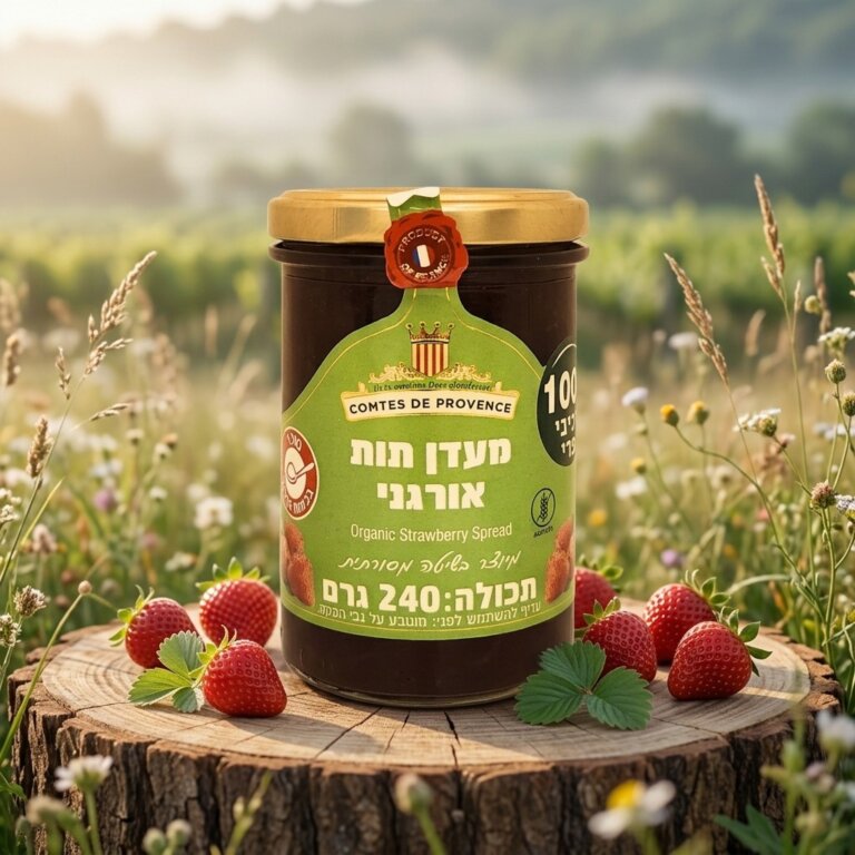 Organic Strawberry Spread🍓מעדן תות אורגני 58% פרי, ממותק ברכז תפוחים 240 גרם — יחידה 2 ב-₪34 Agronova