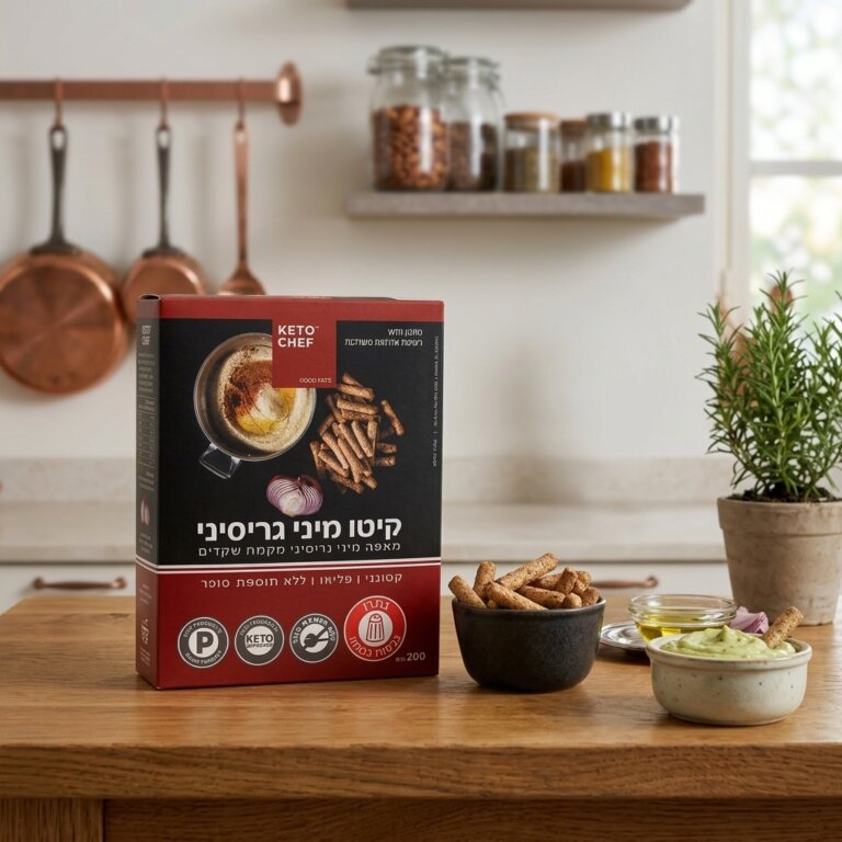 מיני גריסיני קטוגני 🥖 Keto Mini Grissini מקמח שקדים · 1.8 ג׳ פחמימות ל-8 יח׳ · 200 גרם KETO CHEF