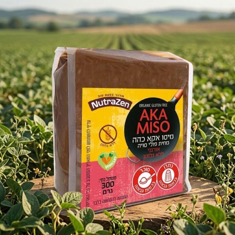 מיסו אקא כהה אורגני 🥢 Organic Aka Miso ללא גלוטן · סויה ואורז ג׳פוניקה 300 גרם נוטרה זן