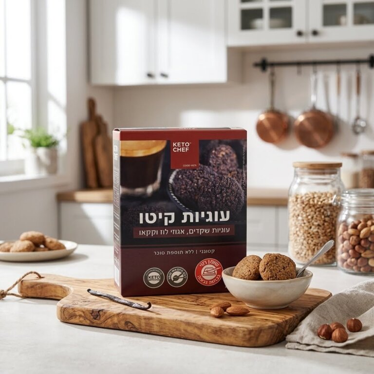 עוגיות קיטו שקדים, אגוזי לוז וקקאו 🍪 Keto Choc Cookies ללא תוספת סוכר · 200 גרם KETO CHEF (2)