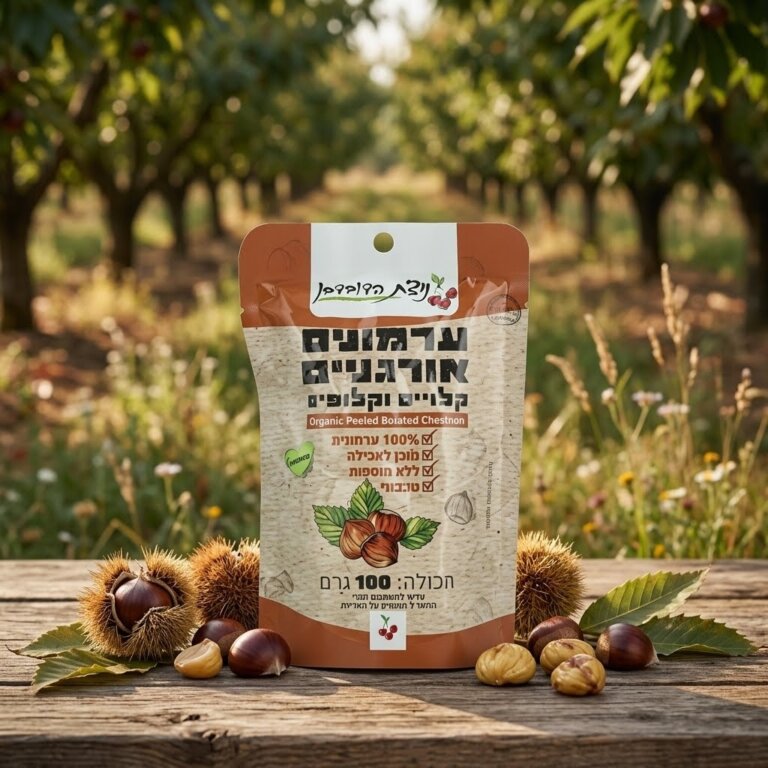 ערמונים אורגניים קלויים וקלופים 🌰 Organic Roasted Chestnuts מוכנים לאכילה 100 גרם ניצת הדובדבן