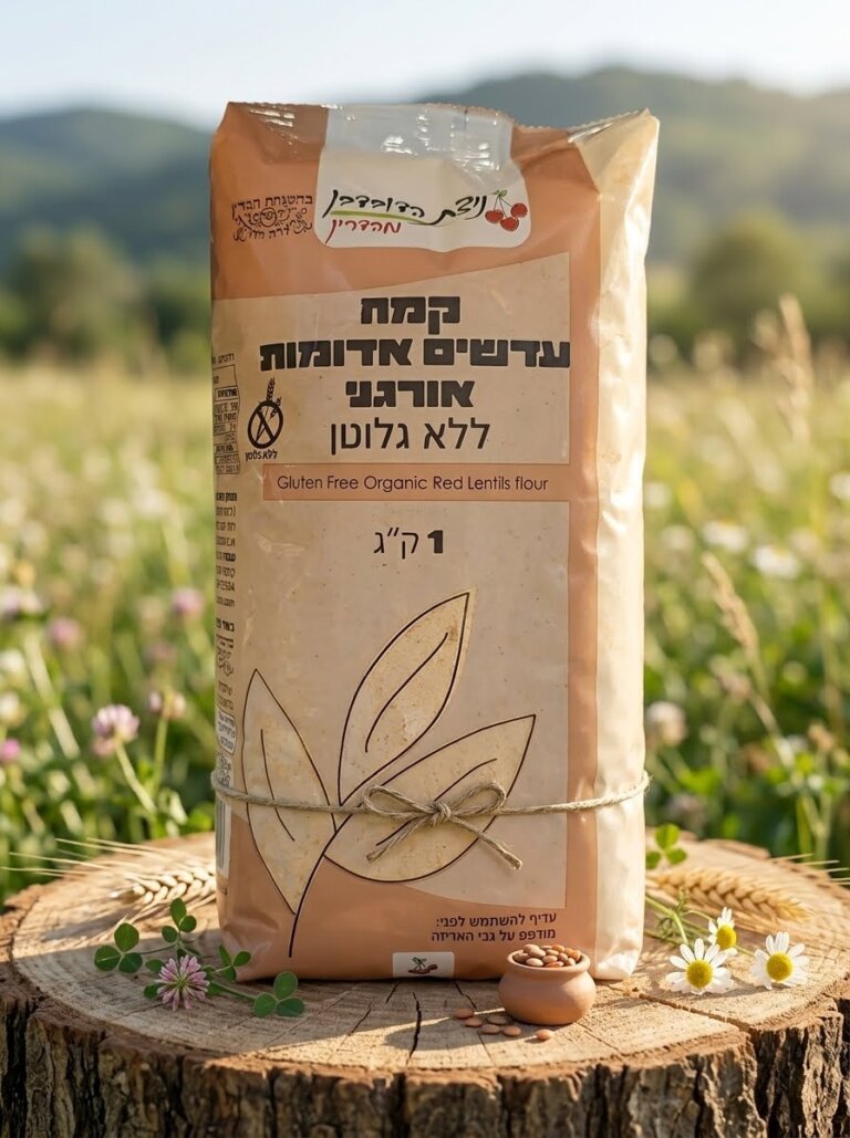 קמח עדשים אדומות אורגני 🔴 Organic Red Lentil Flour ללא גלוטן · עשיר בחלבון צמחי 1 ק״ג ניצת הדובדבן