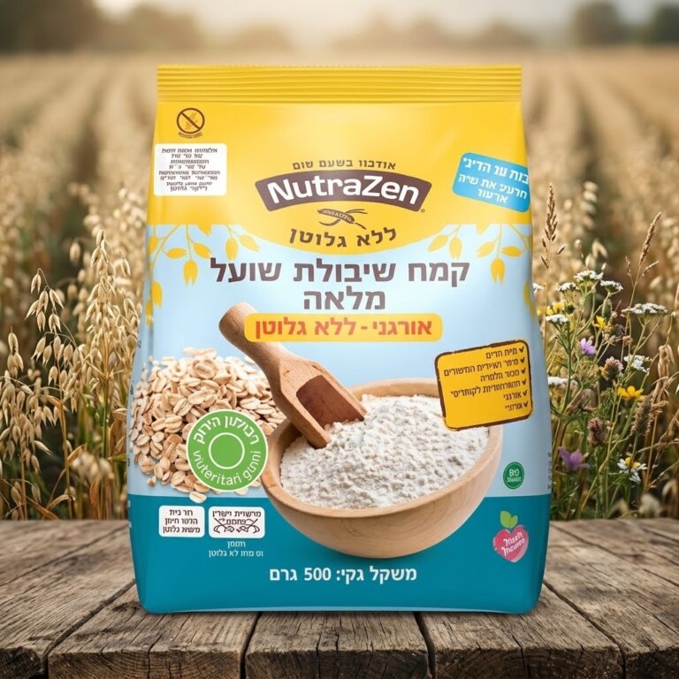 קמח שיבולת שועל מלאה אורגנית🌾 Organic Whole Oat Flour ללא גלוטן - עשיר בבטא-גלוקן 500 גרם נוטרה זן
