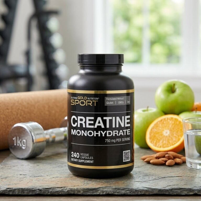 קריאטין מונוהידרט בכמוסות 💊 Creatine Monohydrate כמוסות צמחיות 240 כל אחת 750 מג ללא גלוטן California Gold Nutrition