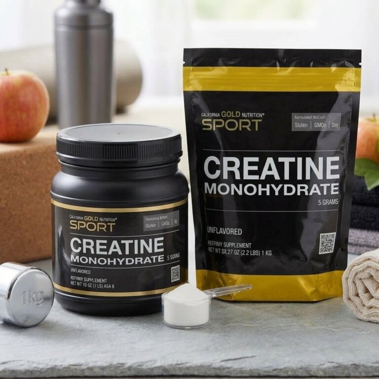 קריאטין מונוהידרט טהור 💪 Creatine Monohydrate אבקה ללא טעם, 5 גרם למנה ללא גלוטן California Gold Nutrition